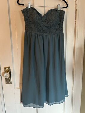 ModCloth Dusty Blue Strapless Dress